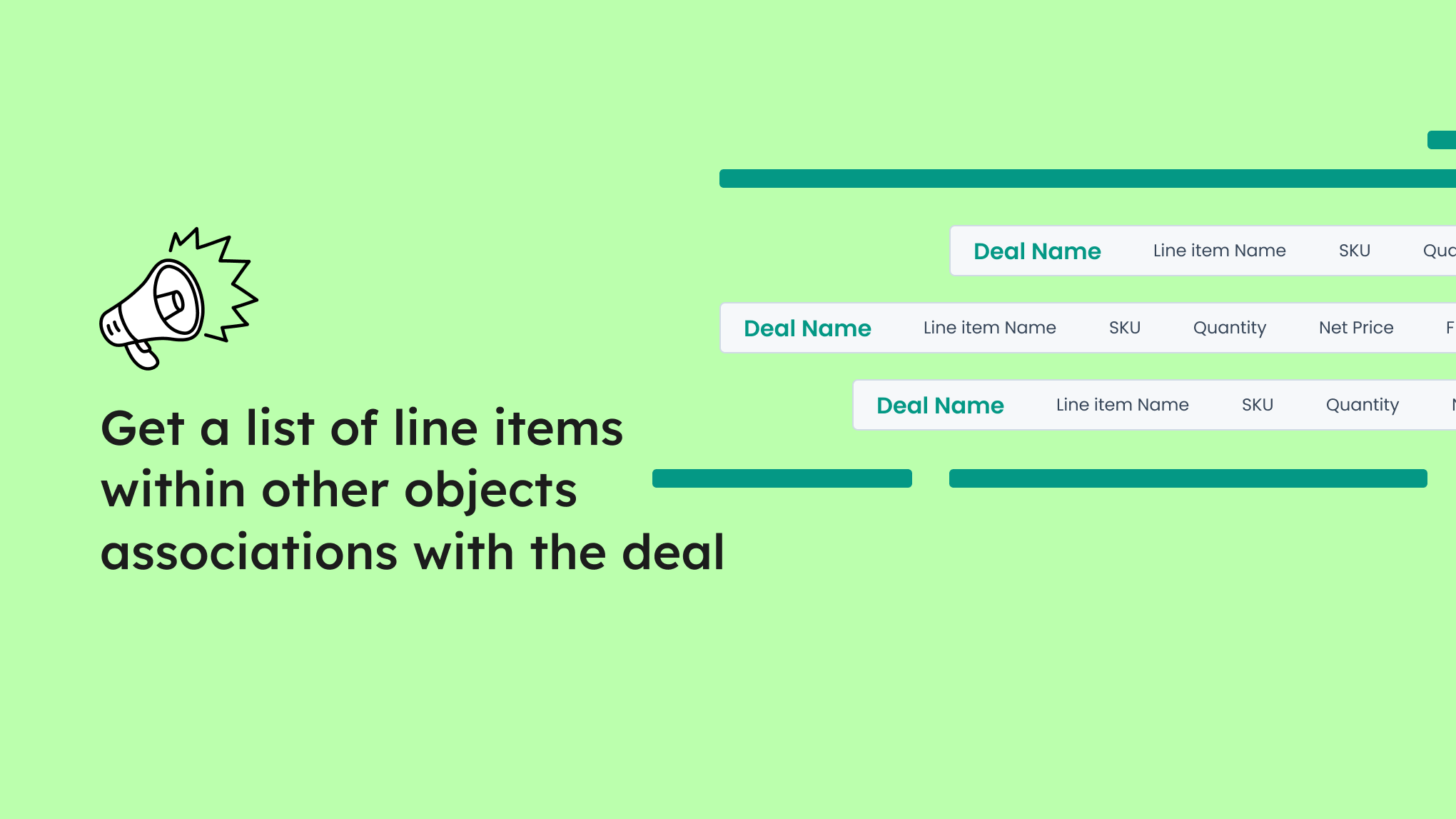 Get a list of line items within other objects.