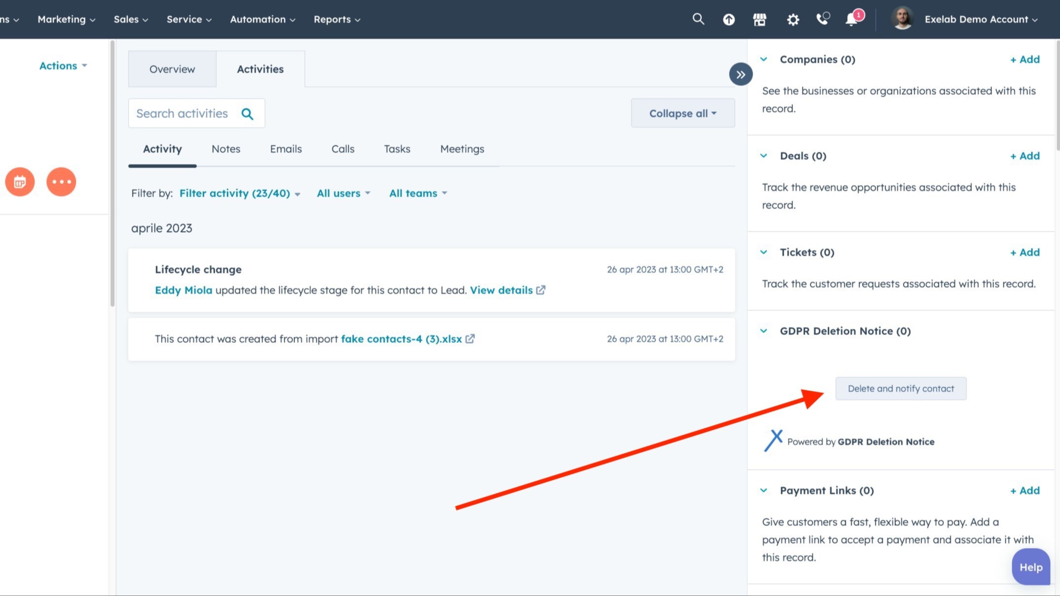 GDPR Deletion Notice HubSpot Integration Connect Them Today